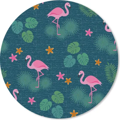 Produktbild von MuchoWow® Mauspad Mousepad Flamingo - Pflanzen - Muster 20x20 cm - Mousepads - Maus Mat - Pad - Mausunterlage - Schreibtischmatte