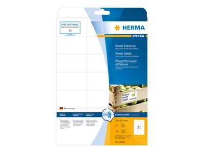 Obrázek produktu pro HERMA 10906, Bílá, Samolepicí štítek, A4, Papír, Laserová/inkoustová tiskárna, Permanentní