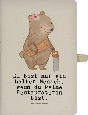 Produktbild von Mr. & Mrs. Panda Schreibheft Restauratorin Herz - Transparent - Geschenk, Skizzenbuch, Kladde, Adressbuch, Reisetagebuch, Tagebuch, notizbuch