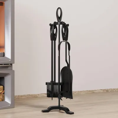 Produktbild von Gusseisen 5-teiliges Kaminzubehör-Set – Nachhaltige und elegante Kaminwerkzeuge