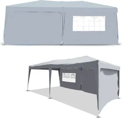 Image de Pavillon Pliable 3x6m Tente de réception Tente de jardin pliante, Gris