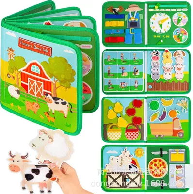 Produktbild von Juksun Beschäftigungsbuch Montessori Manipulative Buch Lernspielzeug, Schichten Activity Board Grundkenntnisse Erlernen, Quiet Book Kinderspielzeug