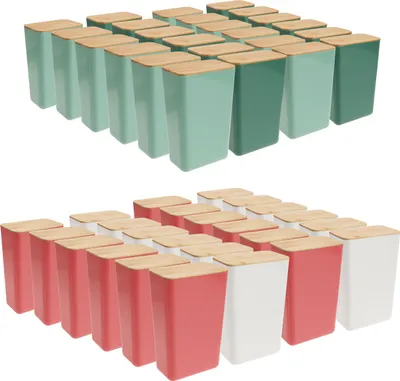 Produktbild von com-four® 48x Vorratsdose mit Bambus-Deckel - Aufbewahrungsbox aus Kunststoff