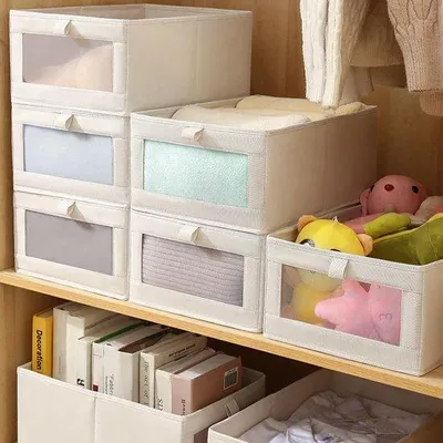 Produktbild von 4-fach Opvoubar Opbergsystem für Kleidung - Transparente Glastür - Schrankorganisation