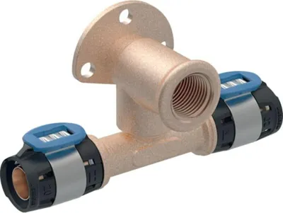 Produktbild von GEBERIT FlowFit T-Anschlusswinkel 90° 20 x 1/2" x 20 mm 620951001