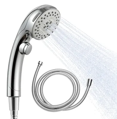 Imagen del producto de Soporte para ducha con manguera de 1,6 metros, ajustable, cromado, para uso en la ducha