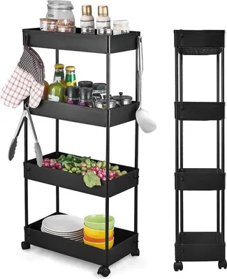 Produktbild von Küchenwagen 4 Ebenen, 40x22x86 cm, Kunststoff, Rollwagen