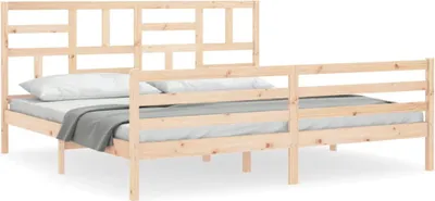 Zdjęcie produktu dla vidaXL Łóżko z litego drewna z zagłówkiem 200x200 cm