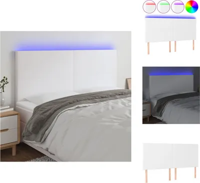 Imagen del producto de vidaXL Cabecero LED blanco de 200x5x118/128 cm, hecho de cuero sintético - Cabecero y piecero