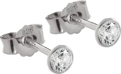 Produktbild von Paar 3,5mm Ohrstecker 925 Sterlingsilber Silber Anlaufgeschützt Zirkon Weiß 2079
