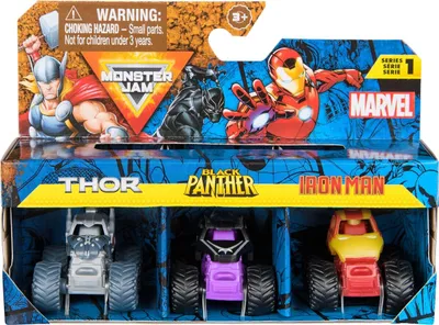 Productafbeelding van Monster Jam Marvel Mini Monster Trucks, 3-delige set (schaal 1:64, assorti)