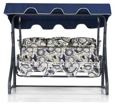 Image de Balancelle de jardin 3 places en métal et polyester multicolore 200 x 165 x 110 cm, charge 240 kg