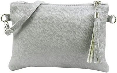 Productafbeelding van Leren sieradentasje, klein tasje, avondtas 22x15cm, Anny G248 (lichtgrijs)