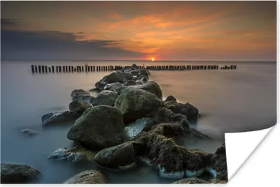 Produktbild von MuchoWow® Poster Meer - Sonne - Steine 120x80 cm - Bilder