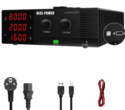 Productafbeelding van DC-voeding, 1600W vermogen, instelbare spanning tot 80V, 0-80V, 0-20A