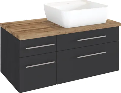 Produktbild von Waschtisch Handwaschplatz Waschbeckenschrank Waschplatz Badmöbel "Davos IV" Graphit/Grau-Matt
