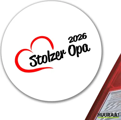 Produktbild von Huuraa Aufkleber Stolzer Opa 2026 Herz 10cm rund Sticker Geschenkidee