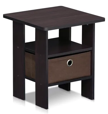 Beistelltisch mit Schublade, dunkel Walnuss, 39,4x44,5x39,4 cm