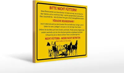 Produktbild von Holzschild Hinweis bitte nicht füttern Pferde Weide, 40 x 30 cm, Holzschilder Bauernhof Landwirt Tiere