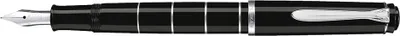 Produktbild von Pelikan M215, Schwarz, Silber, Integriertes Befüllsystem, Rundspitze, Edelstahl, Medium, Beidhändig