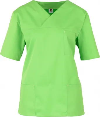 Produktbild von Kasack, Uni, Damenkasack, Herrenkasack, Schlupfkasack, Pflegekasack, bunt, leicht, Krankenhaus, Pflegedienst, Arztpraxis, 1/2-Arm, Gewebe sanfor,  EU, Farbe BEB:apple, Größe BEB:M