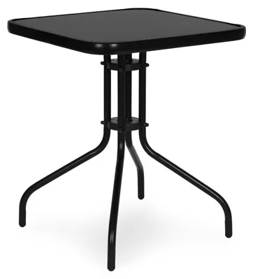 Image de Table de jardin carrée 60 cm en verre trempé pour jardin, terrasse ou balcon, noire, MultiGarden