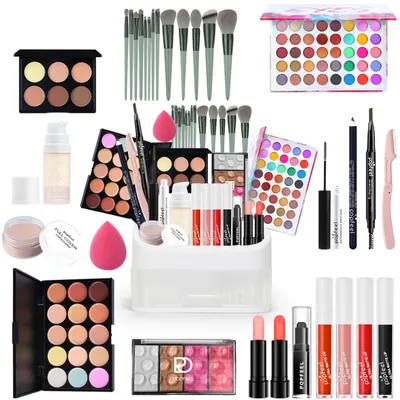 Productafbeelding van Elzusha - Professionele Make-Up Set voor Vrouwen met Oogschaduw, Blush en Lippenstift