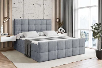 Produktbild von ALTDECOR Boxspringbett mit Matratze und Lattenrost  - APO -Z  - 120x200 cm  - Grau Samt - Boxbett, Fußteil, Topper, Polsterbett mit Bettkasten, Bett mit Stauraum H4 -Matratze, Doppelbett, Springboxbett