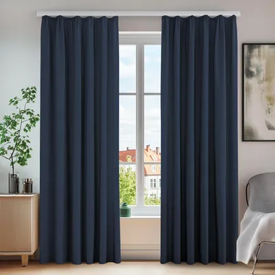 Produktbild von Thermovorhang blickdicht mit Kräuselband, 175x140 cm, dunkelblau, 2er Set