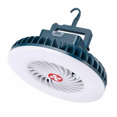 Produktbild von Tragbare Camping Lampe mit Ventilator, LED Licht & 3Geschwindigkeiten, Akku USB, magnetisch, ideal für Camping, Wandern & Stromausfall
