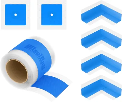 Produktbild von Isolbau 103B Bandset - Dicht-Set für den Innen und außen bereich inkl. 10 m Dichtband, 4x Innenecken & 2x Wandmanschetten, Abdichtung Dusche Bad Küche Wand Wasserdicht