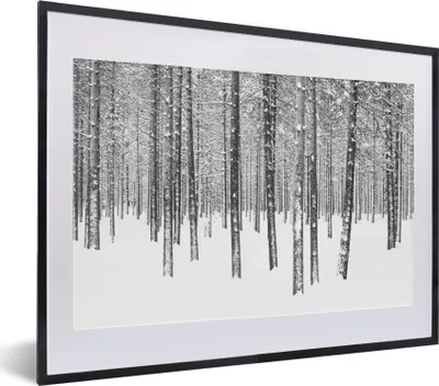 Produktbild von MuchoWow® MuchoWow® Gerahmtes Poster Tannenbäume im Schnee 40x30 cm - Poster mit zchwarzem Bilderrahmen - Bilderrahmen - Poster im Rahmen