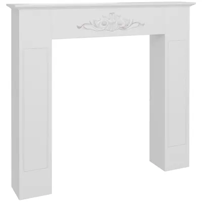 Image de HOMCOM Manteau de cheminée encadrement cadre décoratif pour cheminée électrique 101 x 19 x 100 cm bois massif blanc