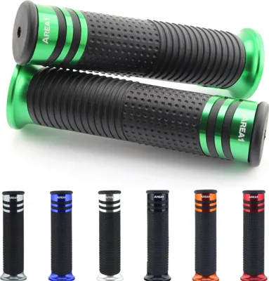 Produktbild von Area1 universal Motorrad Griffe Lenkergriffe Motorroller Griffgummis 2 Stück 1x 22mm + 1x 24-25mm (7/8 / 1 Zoll) Grün