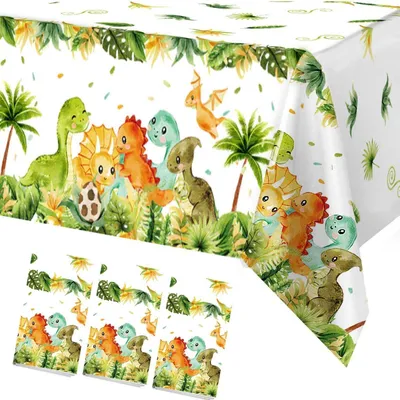Produktbild von Tischdecke Geburtstag Dinosaurier 3 Stück Grün 220x130 cm Papier