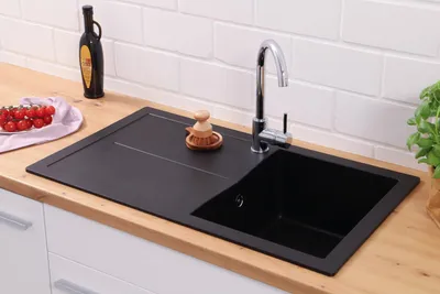 Produktbild von Küchenspüle Einbauspüle Granit Optik Mineralite 86 x 50 Schwarz Respekta