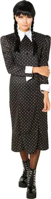Productafbeelding van Woensdag - Jurk in kostuumstijl, "Woensdag Addams" - Damesmodel BN5817 (maat S) (zwart/wit)