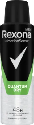 Zdjęcie produktu dla Rexona | Antyperspirant w sprayu - Quantum Dry - 150ml - 48h ochrony - Bez alkoholu - Dla mężczyzn