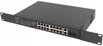 Produktbild von Lanberg RSFE-16P-2C-150, Unmanaged, Gigabit Ethernet (10/100/1000), Power over Ethernet (PoE), Rack-Einbau, 1U