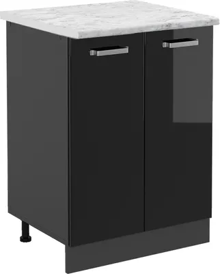 Produktbild von Küchenunterschrank Vicco R-Line Schwarz Hochglanz 60 cm AP Marmor, Model 45899