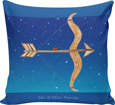 Produktbild von Mr. & Mrs. Panda kissen bedruckt Sternzeichen Schütze - Sternenhimmel Blau - Geschenk, für sofa, Sofakissen, Schützenfest, Geburtstag Dezember, 40x40, November