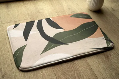 Produktbild von Badteppich Saugfähige - Badezimmer Teppich - Rutschfester Badvorleger Badematte - 75x45 cm - Tropische Abstraktion