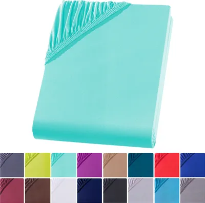 Produktbild von Mikrofaser Spannbettlaken 90-100x200 cm Spannbettuch Bettlaken Bettuch Laken, Aqua