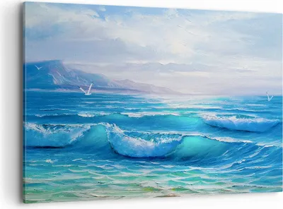 Produktbild von Bild auf Leinwand - Leinwandbild - Meer Welle Möwe - 120x80cm - Wand Bild - Wanddeko - Wandbilder - Leinwanddruck - Bilder - Kunstdruck - Wanddekoration - Leinwand bilder - Wandkunst - AA120x80-4033