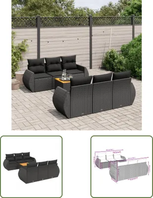 Produktbild von The Living Store 7-tlg. Garten-Sofagarnitur mit Kissen Schwarz Poly Rattan