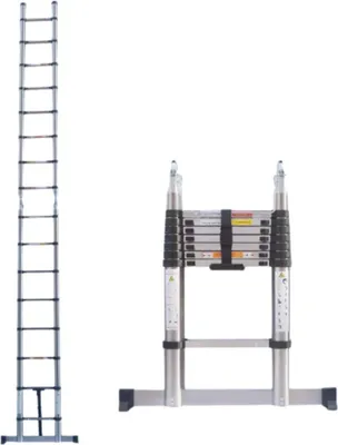 Obrázok produktu pre Teleskopický rebrík Quorin 2,5 m – Výsuvný multifunkčný rebrík z nehrdzavejúcej ocele – Prenosný stabilný rebrík na podkrovie – EN131