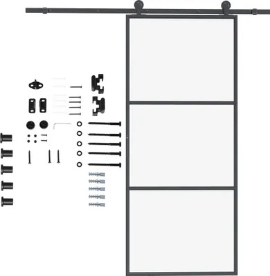Produktbild von Schiebetür-Kit, Kohlenstoffstahl, Installations-Set ohne Tür, platzsparend, Schwarz