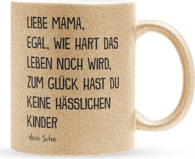 Produktbild von 22Feels Glitzertasse Gold Mama Geschenk von Sohn Muttertag Geburtstag Mutter Weihnachten Kaffeetasse Frauen Geschenkidee Bürotasse