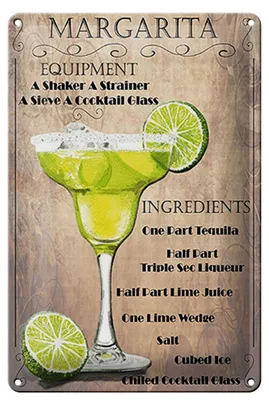 Produktbild von Blechschild Alkohol 20x30cm Margarita Equipment ingredients