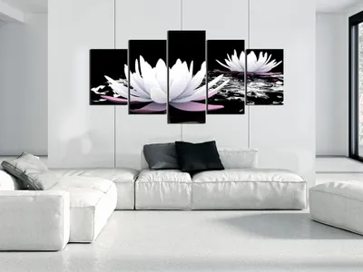 Image de Tableau acoustique Fleurs Orchidée 200 x 100 cm Tableaux Mousse acoustique Absorbeur acoustique haute performance Isolation acoustique Toile 5 pièces Tableau mural Acoustique intérieure Isolation acoustique b-A-0124-b-o